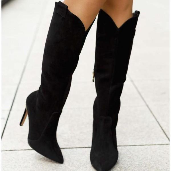 Nicole - Elegante knielange Stiletto-Stiefel mit seitlichem Reißverschluss