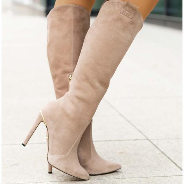 Nicole - Elegante knielange Stiletto-Stiefel mit seitlichem Reißverschluss
