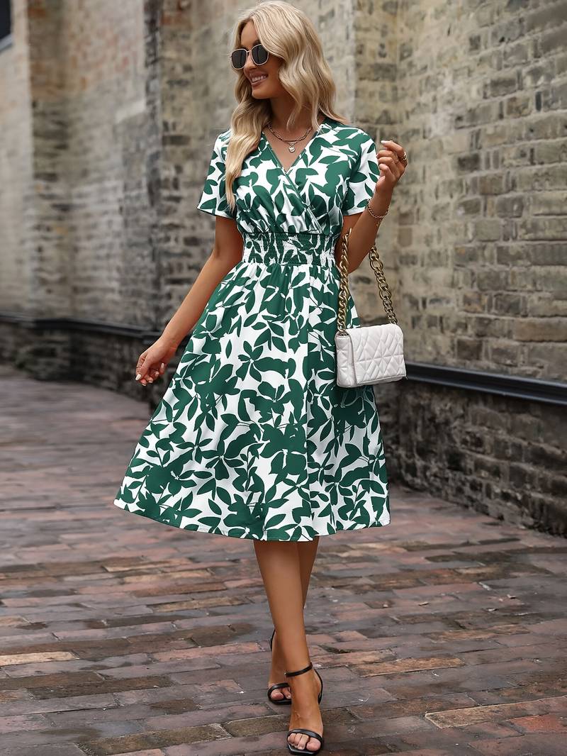 Ivy – Kurzärmliges Wickelkleid mit Blumenmuster