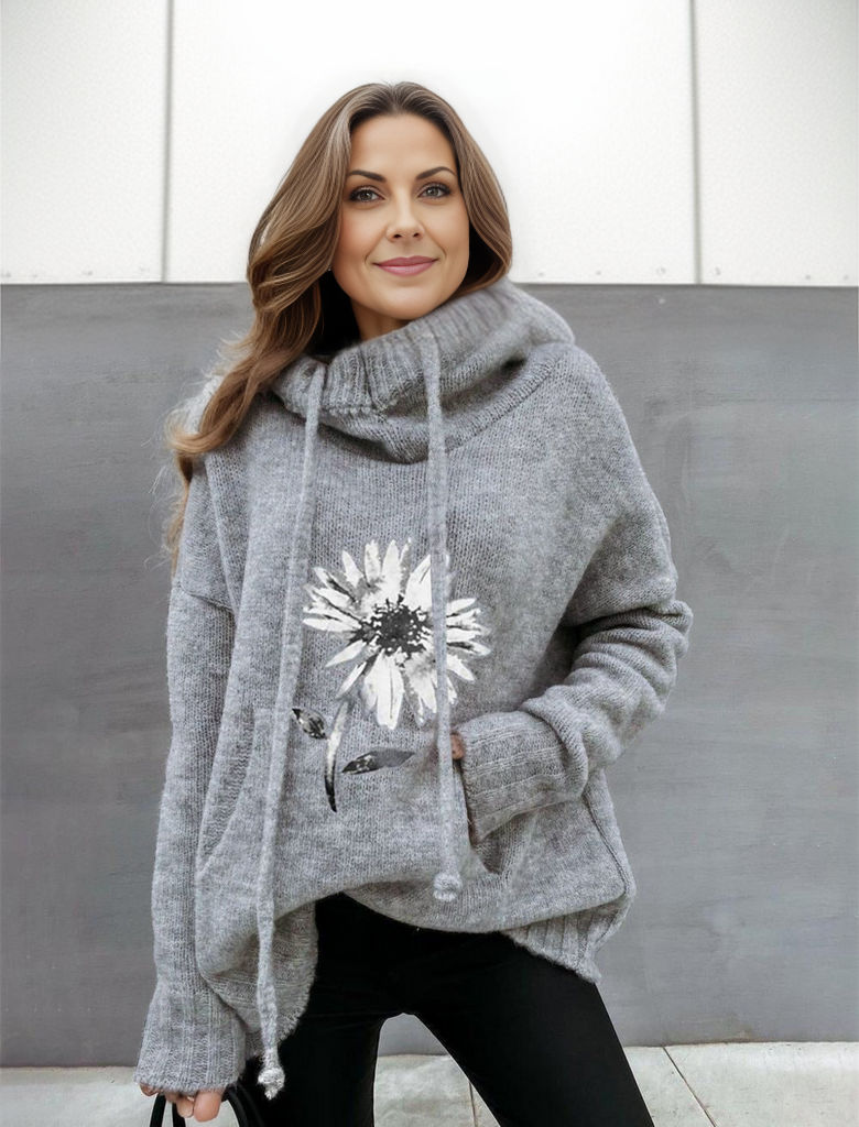 AutumnTrend® Hoodie mit Blumenmuster in Grau