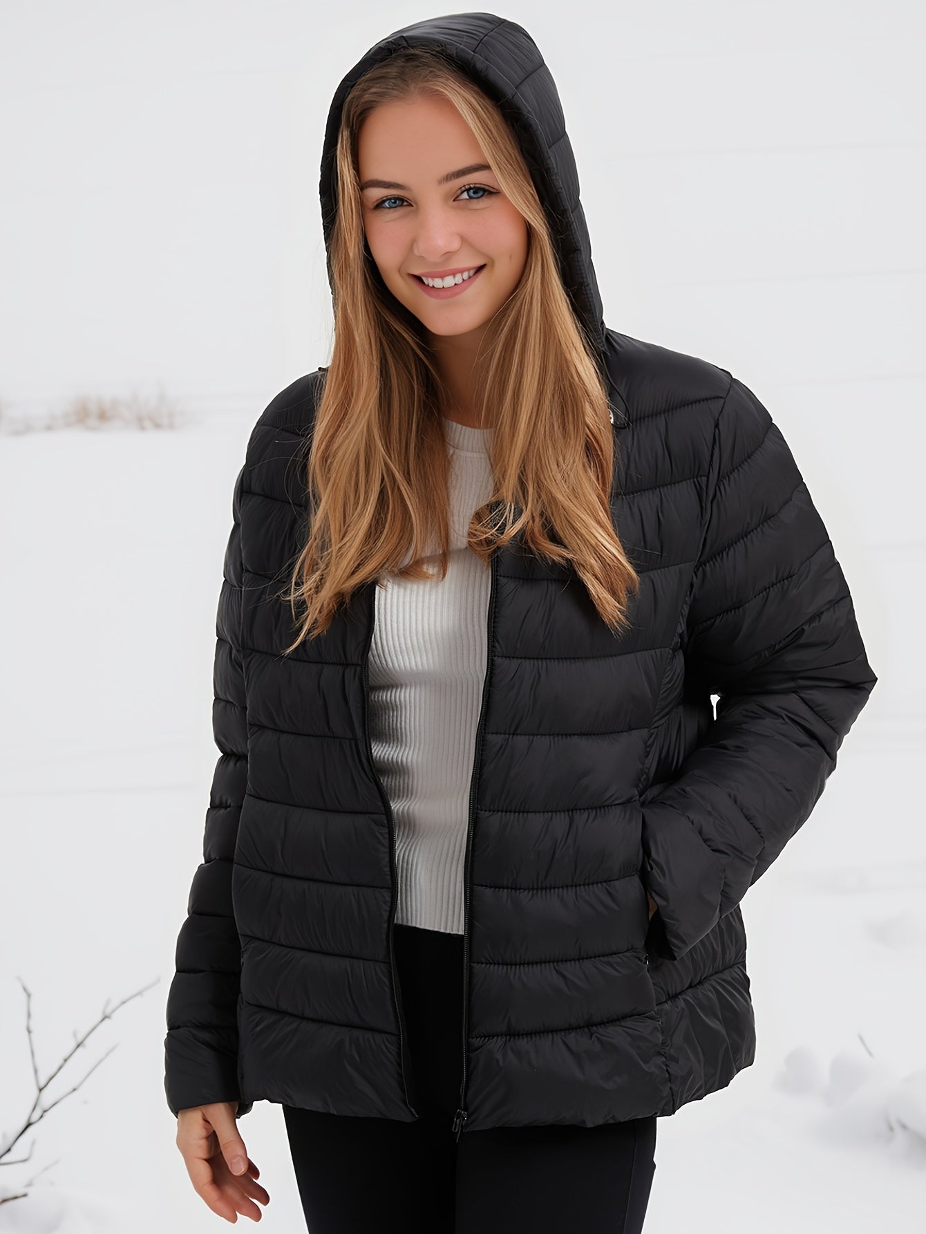 Emilie - Warme Jacke mit Kapuze und Reißverschluss