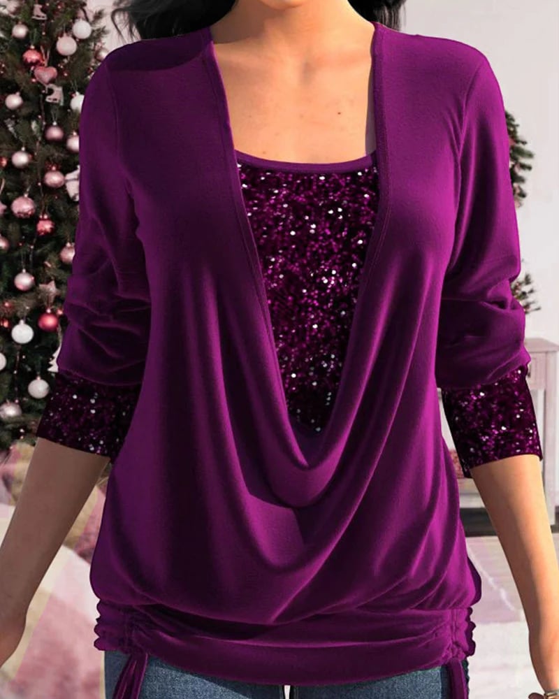 Ava Langärmliges Paillettenshirt für Damen