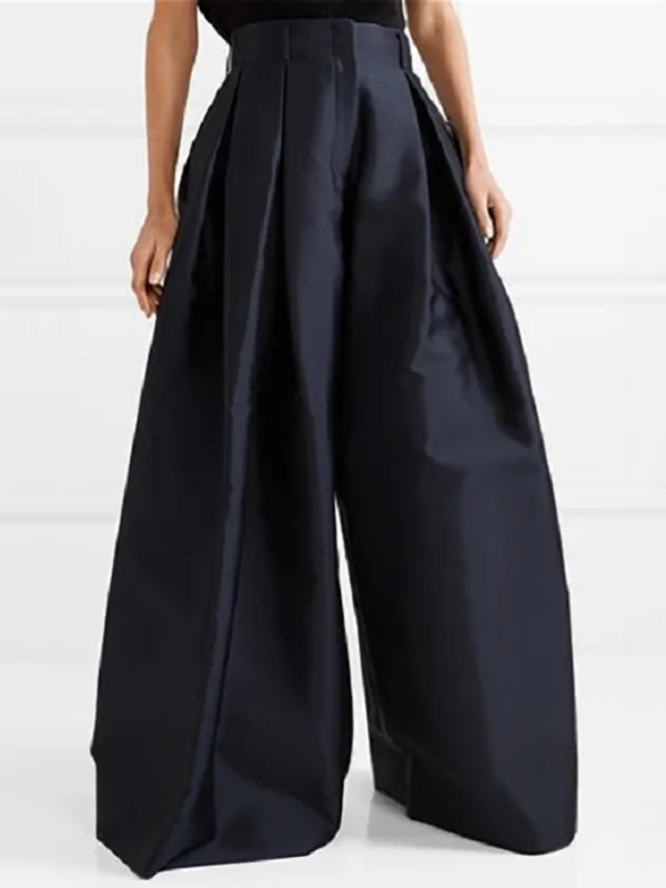 Eva - Elegante hochtaillierte plissierte Hose mit weitem Bein
