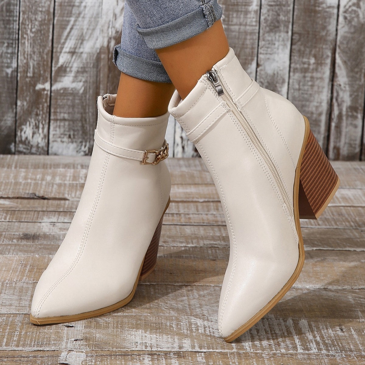 Freja – Elegante Stiefel mit seitlichem Reißverschluss und Blockabsatz