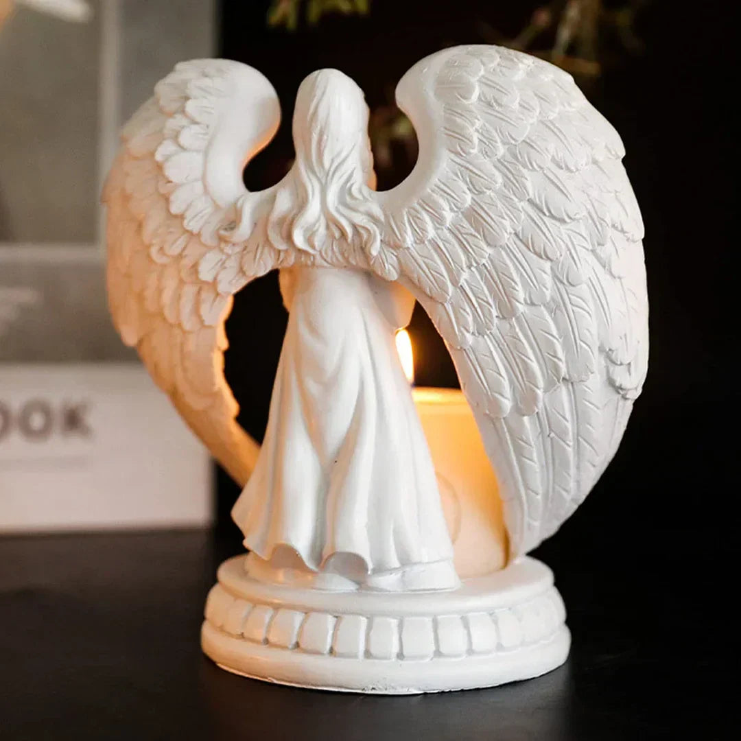AngelAura elegante Engelsskulptur mit Kerzenhalter – stimmungsvolle Dekoration