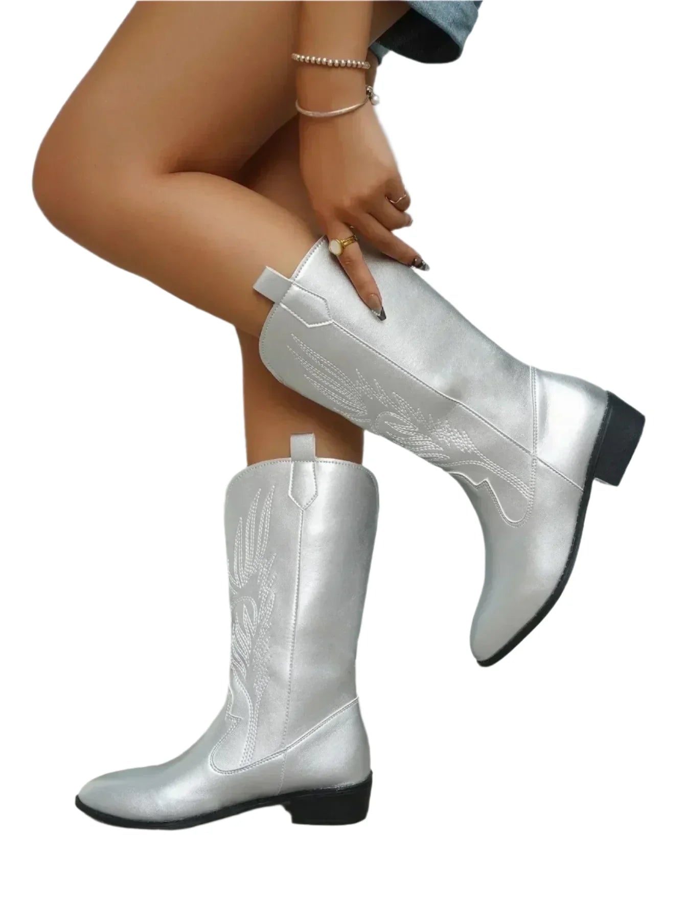 Savannah Slip-On Westernstiefel für Frauen – Bequemer Cowboy-Stil bis zur Mitte der Wade