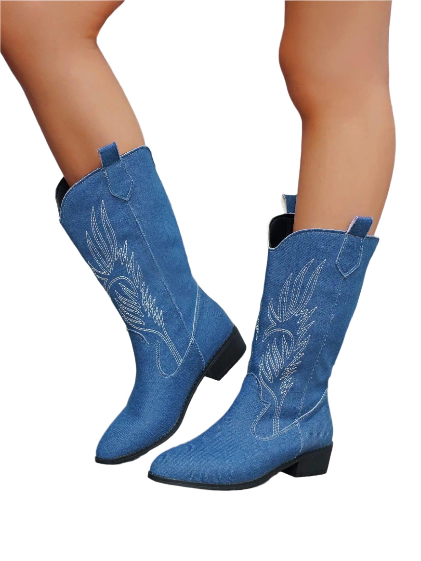 Savannah Slip-On Westernstiefel für Frauen – Bequemer Cowboy-Stil bis zur Mitte der Wade