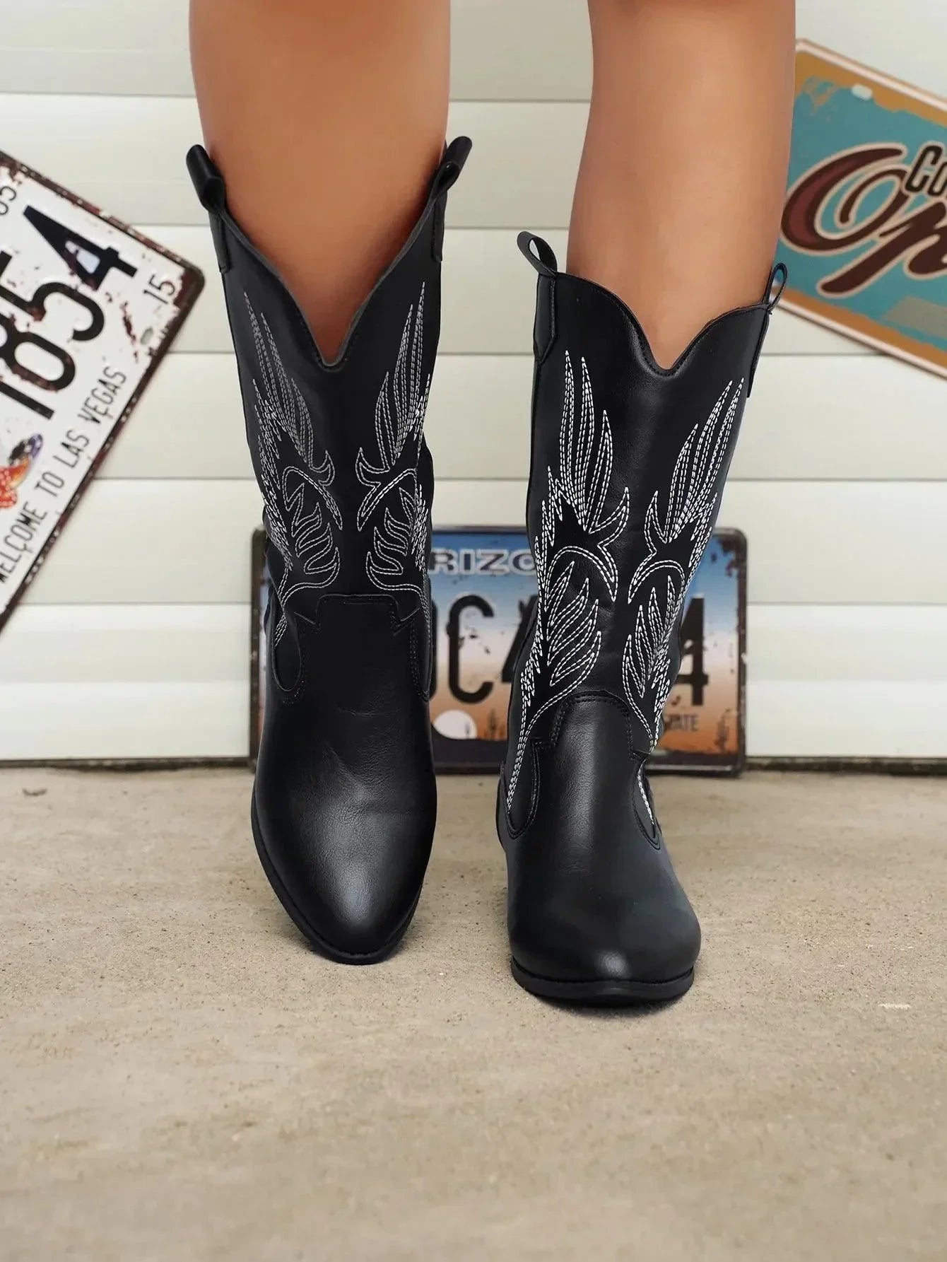Savannah Slip-On Westernstiefel für Frauen – Bequemer Cowboy-Stil bis zur Mitte der Wade