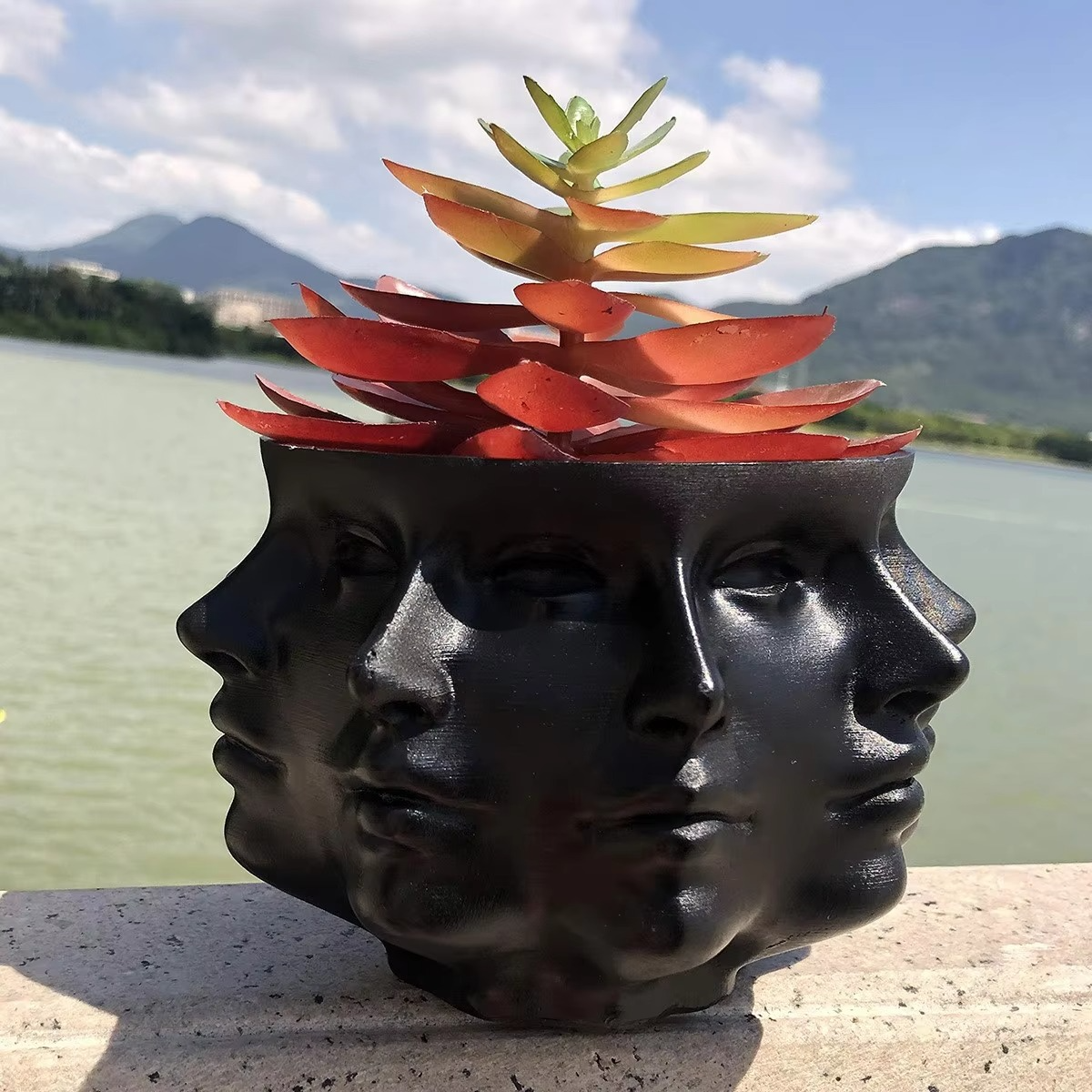 ArtFace 3D Keramische Pflanzenkasse – Modernes Gesichtsdesign Topf
