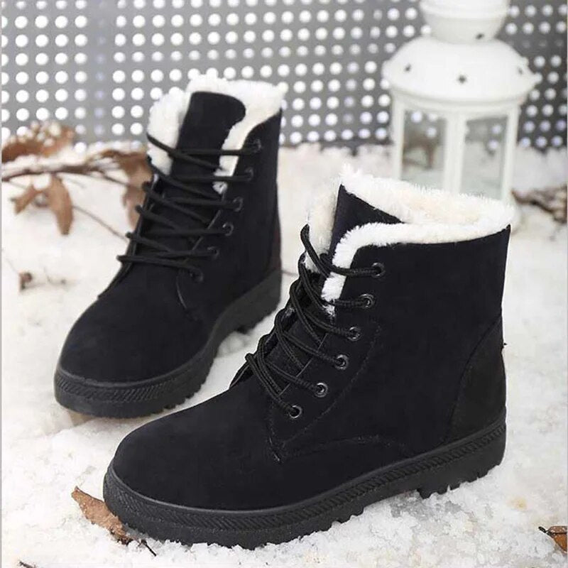 Andrea - Wasserdichte, fleecegefütterte, rutschfeste Winterstiefel mit Schnürsenkeln