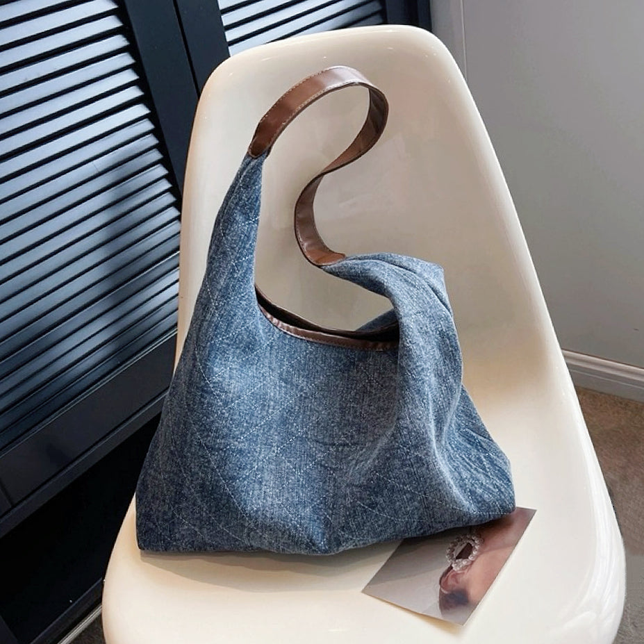 Denim Tasche mit Rautenmuster