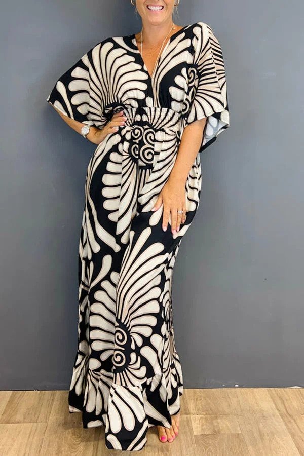 Eliza - Florales Maxikleid mit eleganten Glockenärmeln