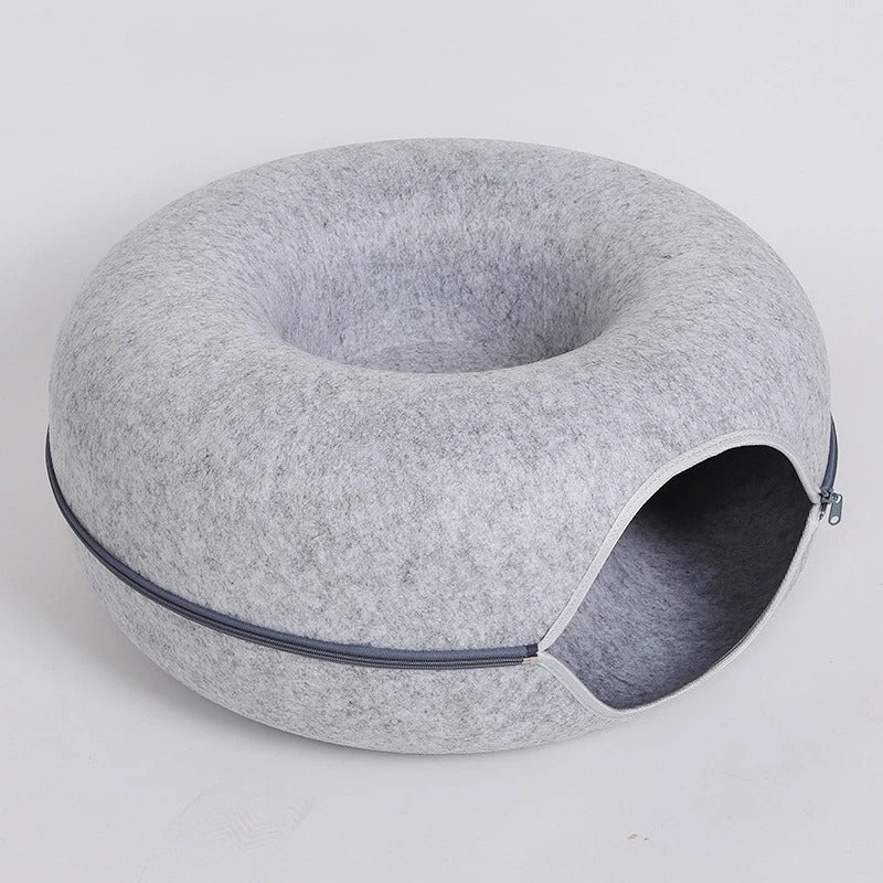 CozyNest - Bequeme donut-förmige Filz-Katzenbett