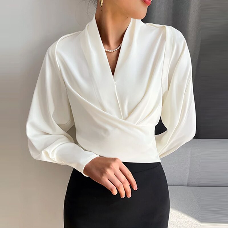 Talia - Schicke Damenwickelbluse mit langen Ärmeln