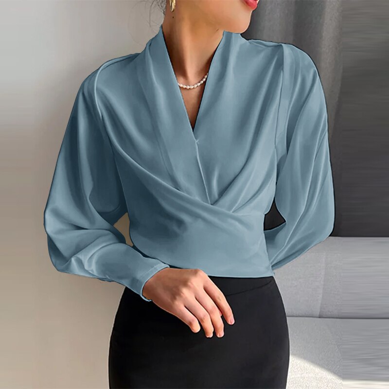 Talia - Schicke Damenwickelbluse mit langen Ärmeln