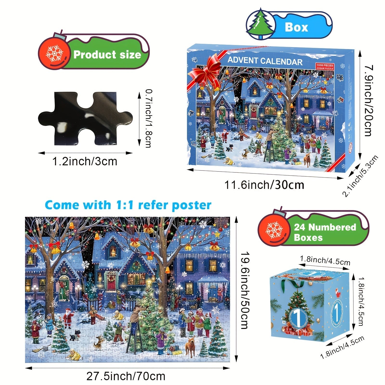 Zeitgenössisches Weihnachtsdorf Adventskalender Puzzle