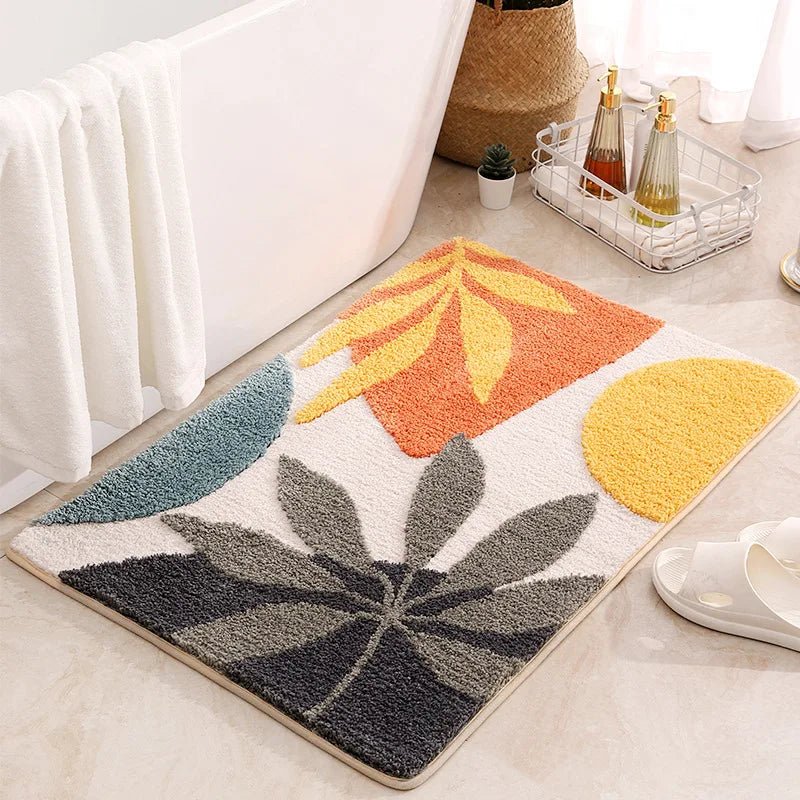LeafLuxe - Moderne botanisch inspirierte abstrakte Blatt-Badematte