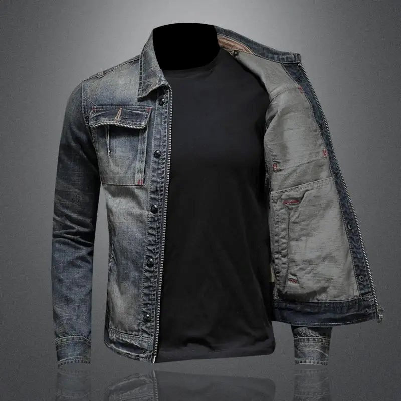 Arthur - Lässige Denim-Jacke mit Reißverschluss und Taschen