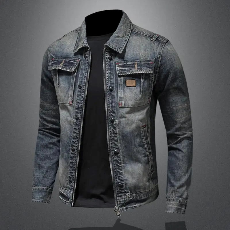 Arthur - Lässige Denim-Jacke mit Reißverschluss und Taschen