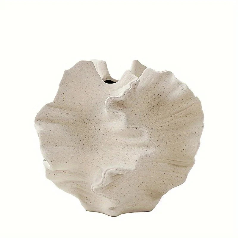OceanBloom – Ökologische, schaleninspiriert Blumenvase mit gerafftem Rand