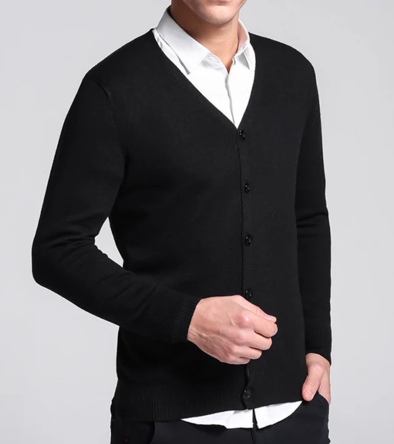 Hans - Strickjacke im Slim Fit mit V-Ausschnitt und Knöpfen