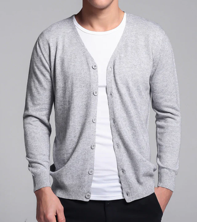 Hans - Strickjacke im Slim Fit mit V-Ausschnitt und Knöpfen