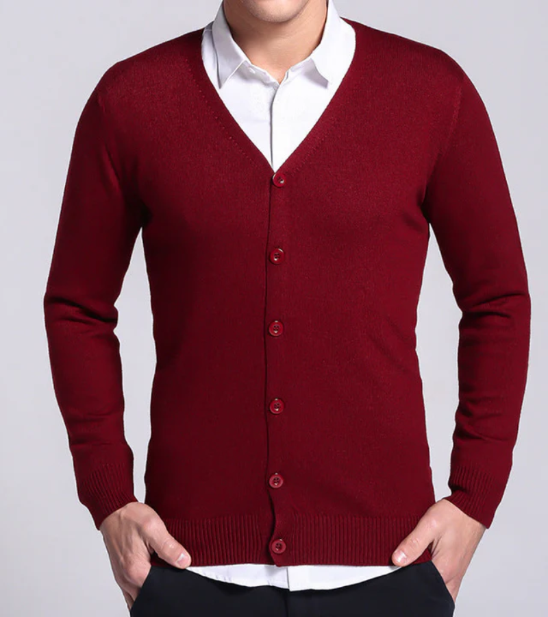 Hans - Strickjacke im Slim Fit mit V-Ausschnitt und Knöpfen