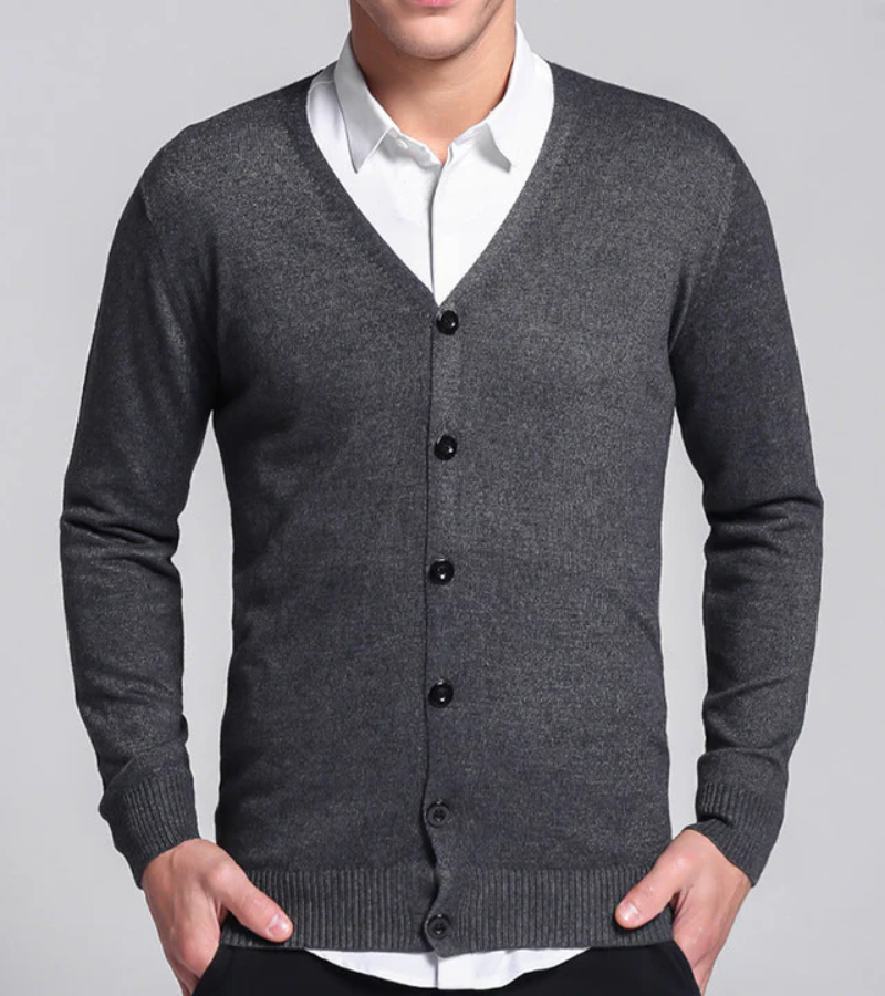Hans - Strickjacke im Slim Fit mit V-Ausschnitt und Knöpfen