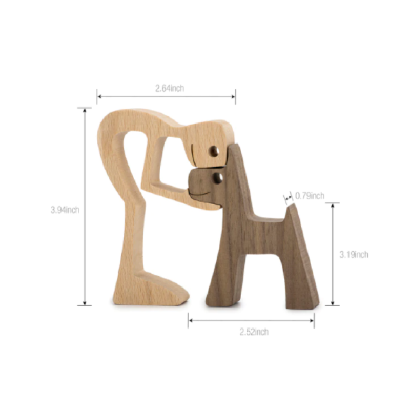 Handgefertigte Holz-Hundestatue