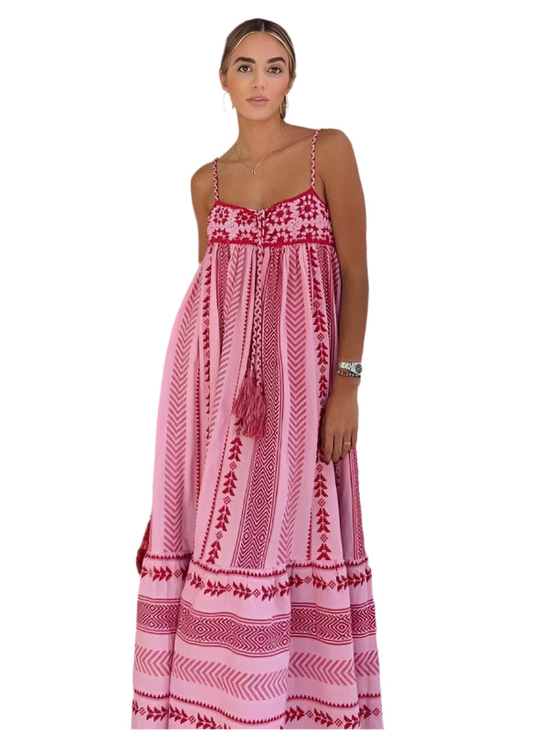 Josie - Häkeltes Patchwork Gestricktes Slip Maxi Kleid
