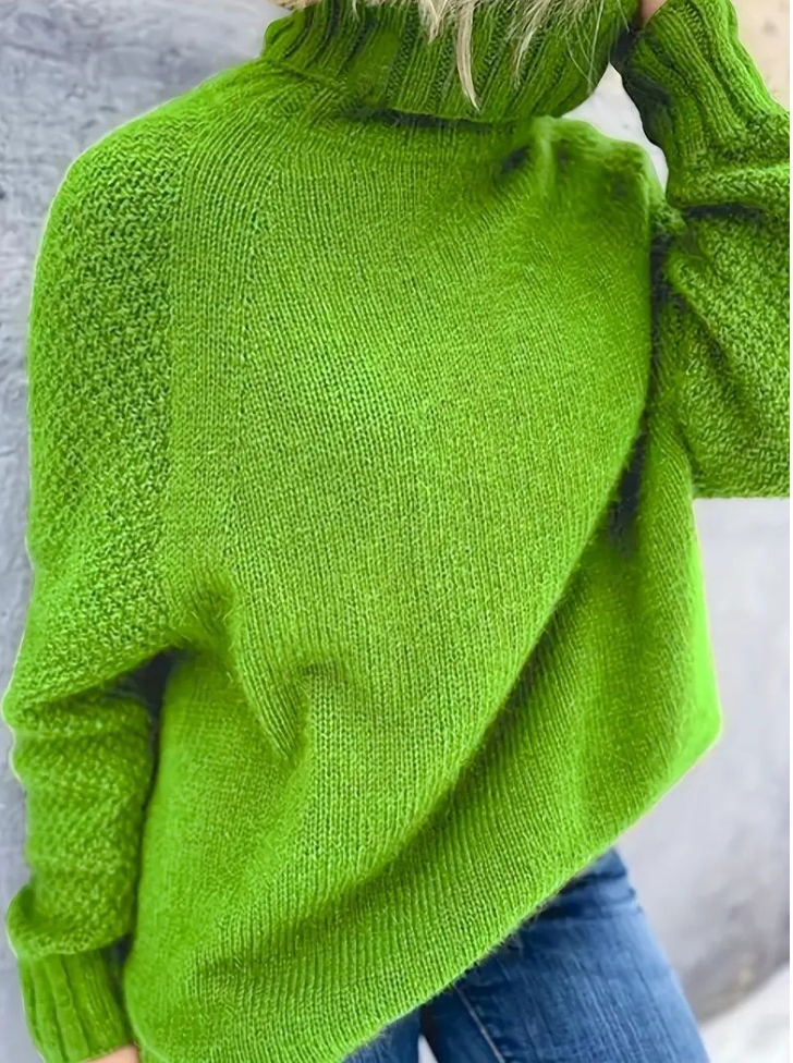 Autumn Trend® -Emma Übergroßer grasgrüner Rollkragenpullover