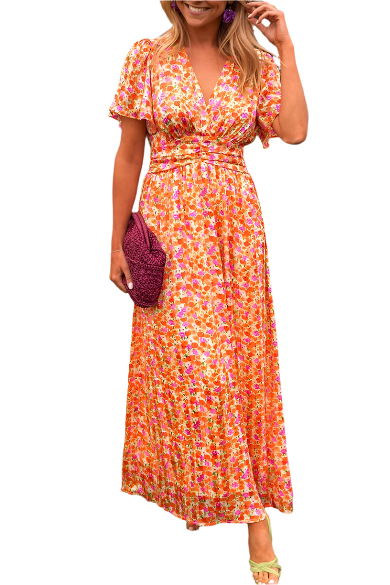 FloraBreeze Elegante Blumen-Maxikleid – Luftiges Ärmelloses Sommerkleid