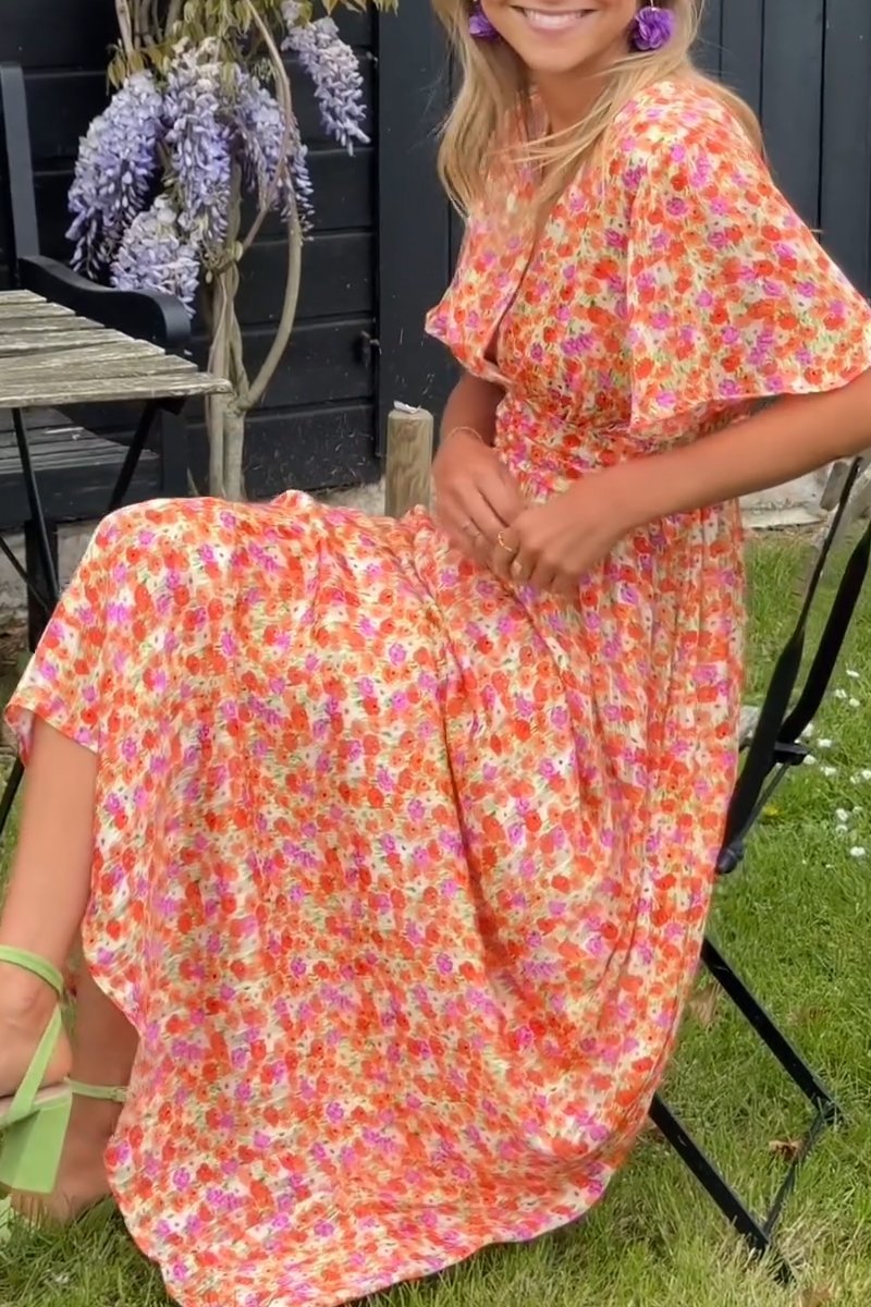 FloraBreeze Elegante Blumen-Maxikleid – Luftiges Ärmelloses Sommerkleid