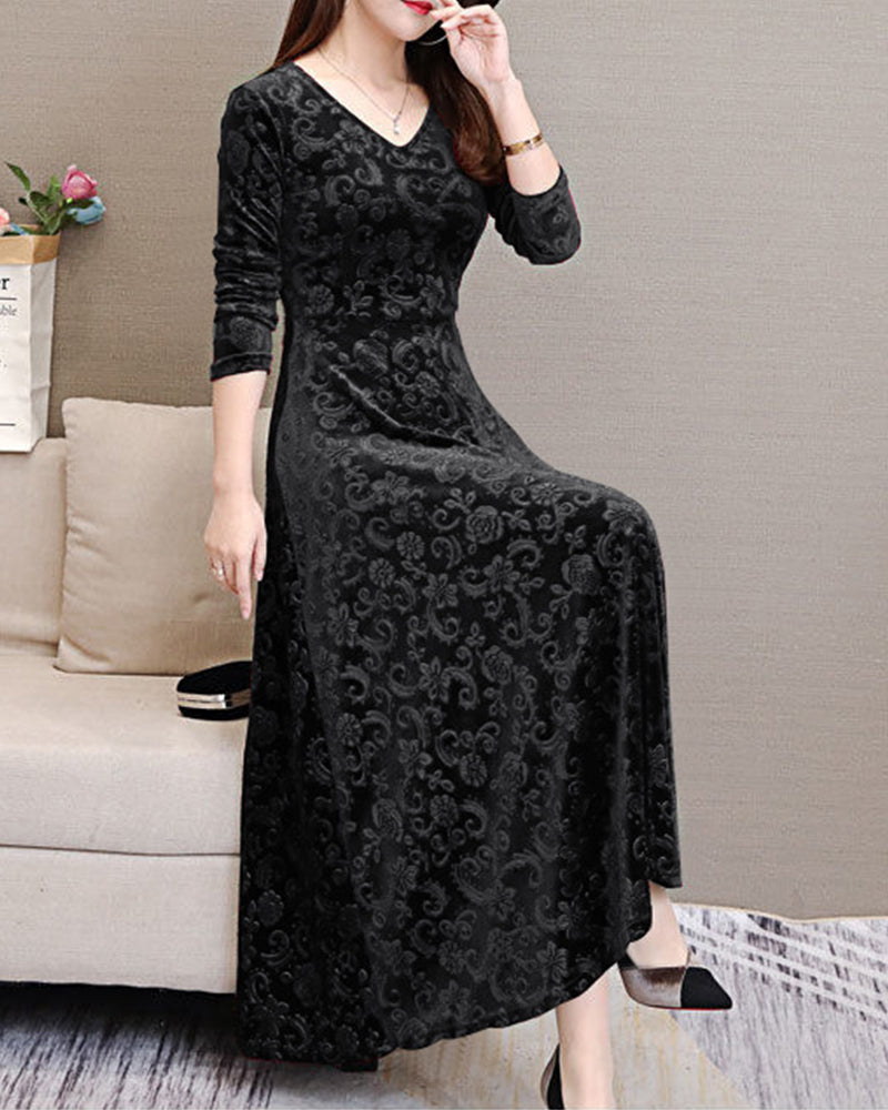Isabella Elegante Midi-Kleid aus Weichem Samt – Sofistiziert und Zeitlos