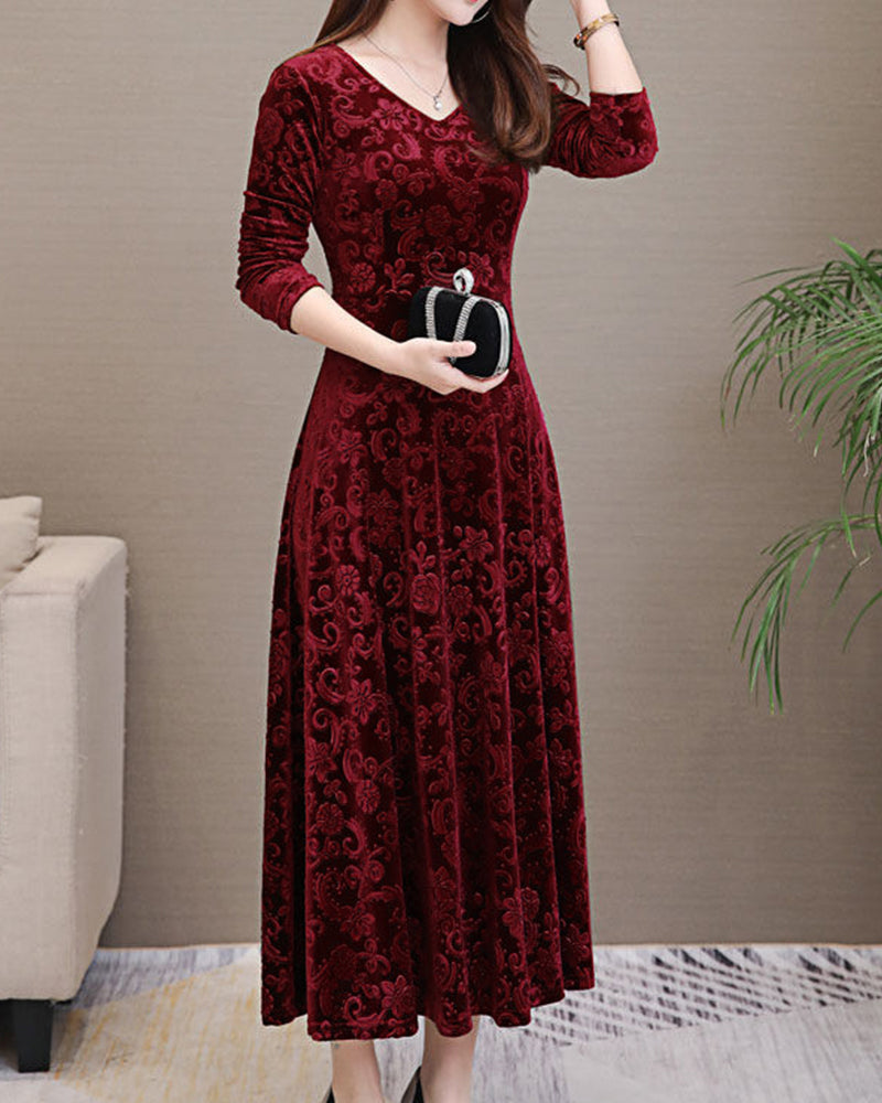 Isabella Elegante Midi-Kleid aus Weichem Samt – Sofistiziert und Zeitlos