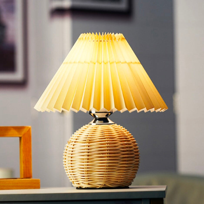 LumaFold Klappbare Rattan-Tischlampe – Warmes Umgebungslicht