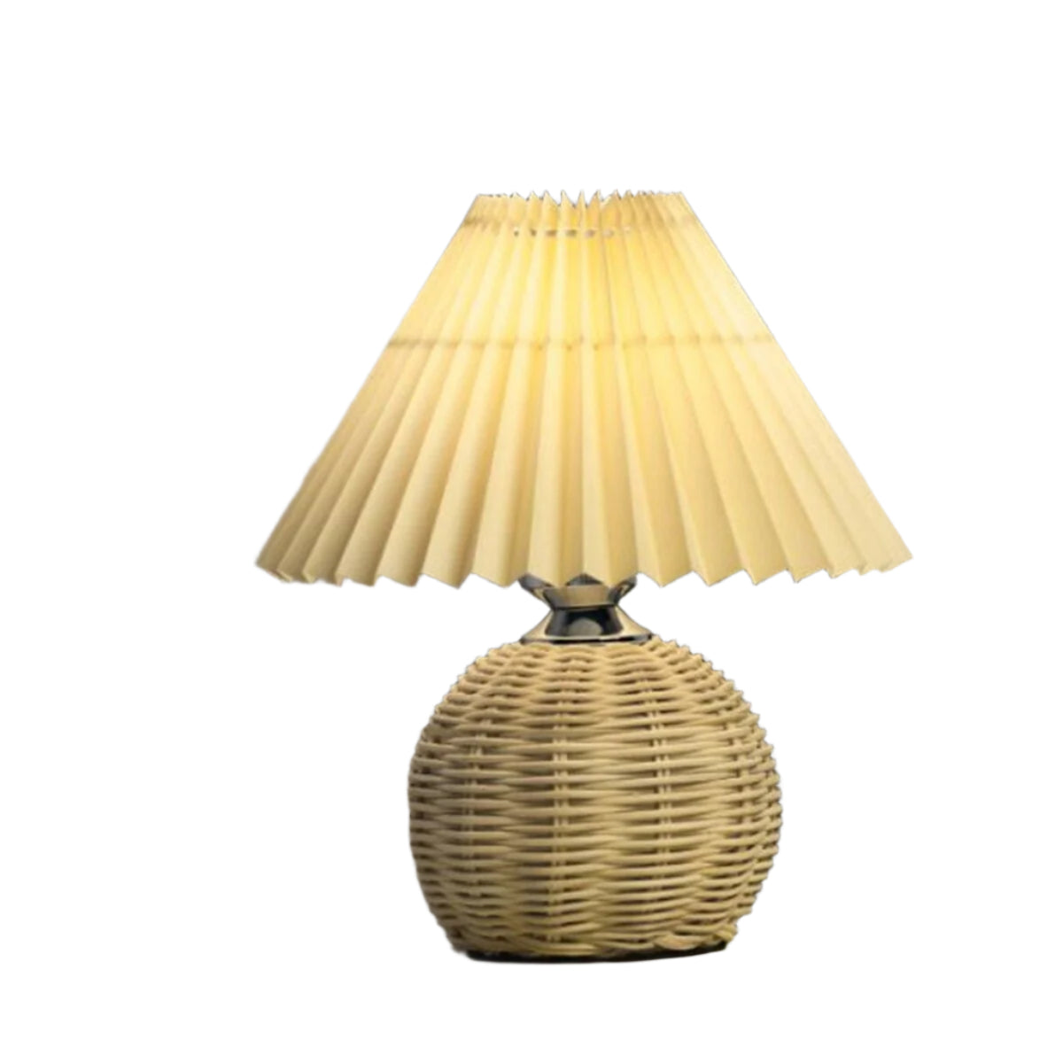 LumaFold Klappbare Rattan-Tischlampe – Warmes Umgebungslicht