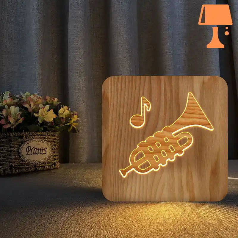 TrumpHarmony – Holz-Trompetenlampe für Musikliebhaber