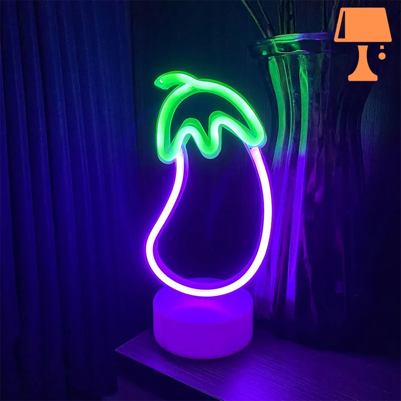 VegaGlow Aubergine Neonlampe – Lustige und Farbige Beleuchtung für Ihr Zuhause