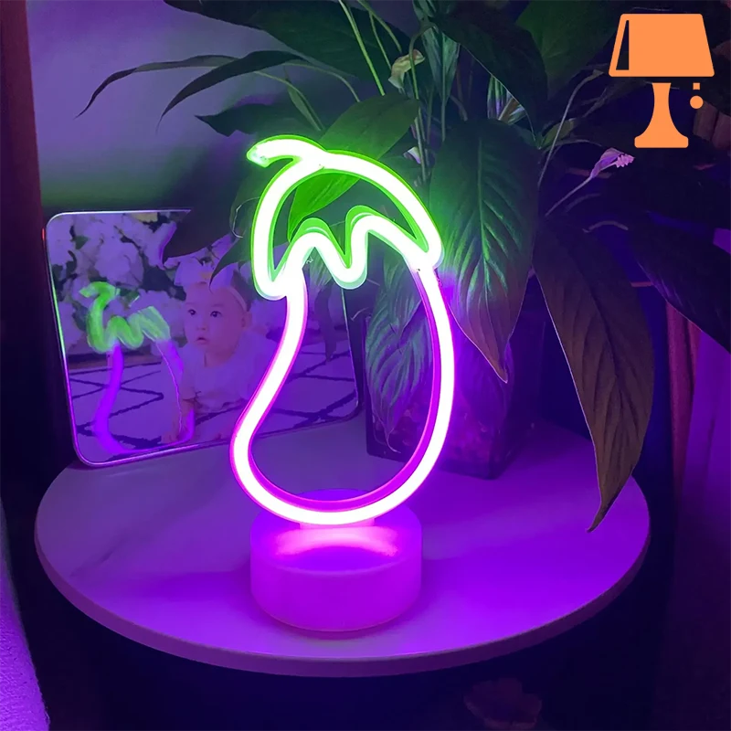 VegaGlow Aubergine Neonlampe – Lustige und Farbige Beleuchtung für Ihr Zuhause