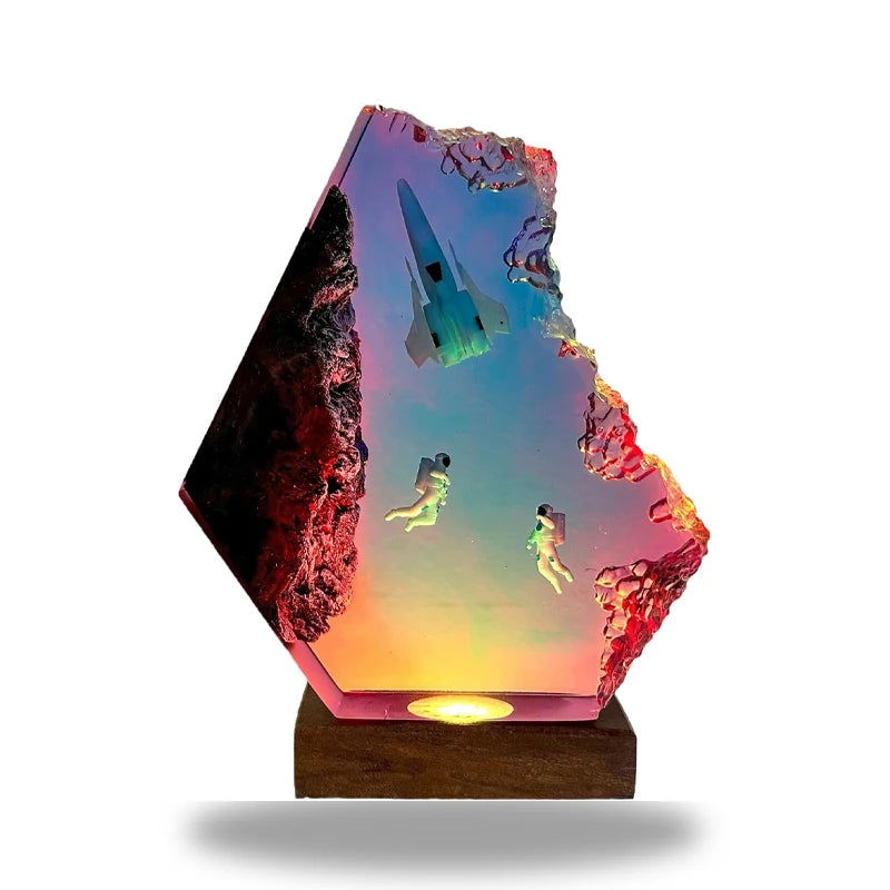 AuroraSphere LED-Lampe – Einzigartiges Künstlerisches Design aus Holz und Epoxy