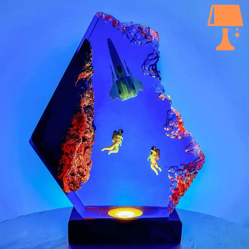 AuroraSphere LED-Lampe – Einzigartiges Künstlerisches Design aus Holz und Epoxy