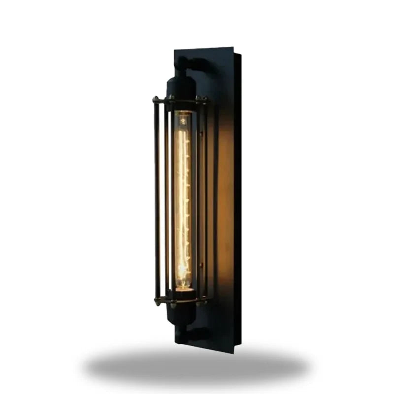 RetroGlow – Vintage industrielle Glasrohr-Wandleuchte