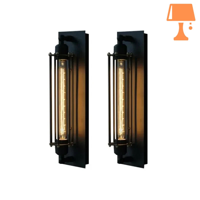 RetroGlow – Vintage industrielle Glasrohr-Wandleuchte