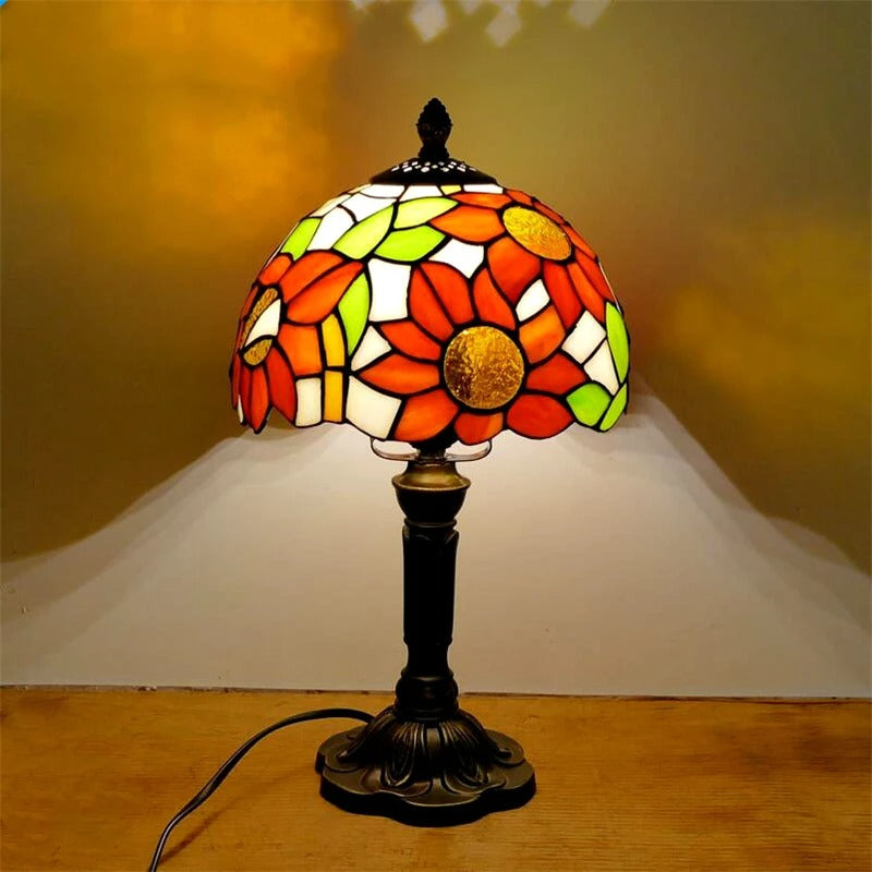 Vintage Tiffany-Glas Retro Barock LED-Tischlampe E27