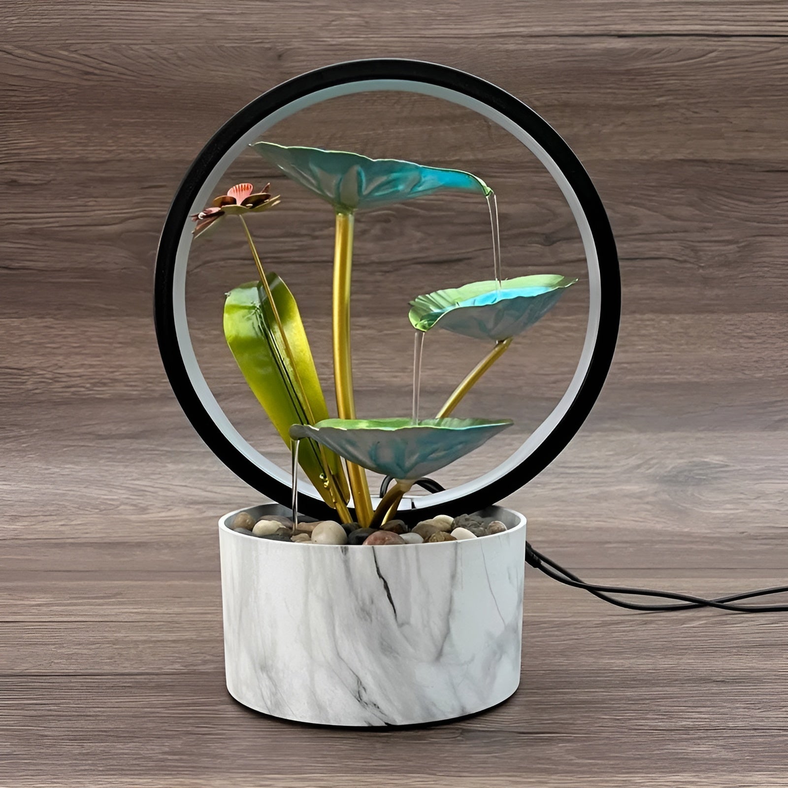 AquaGlow Elegante Tischlampe – Beruhigende Wasserfunktion und Sanftes Licht