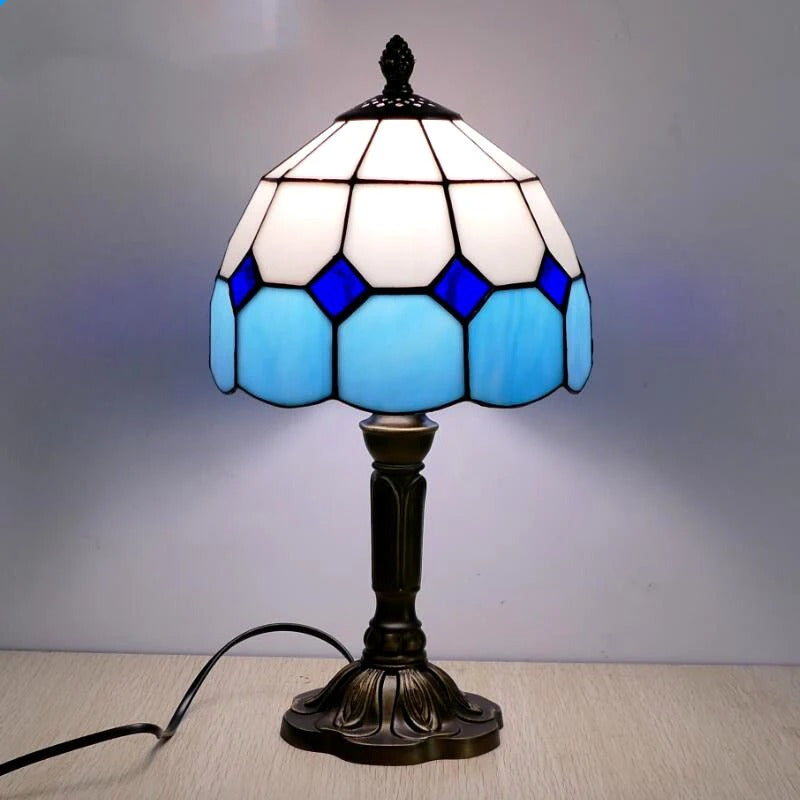 Vintage Tiffany-Glas Retro Barock LED-Tischlampe E27