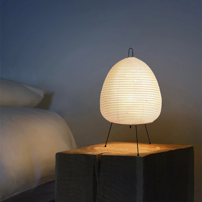 AmbientGlow - moderne Mid-Century Rispapirbordlampe