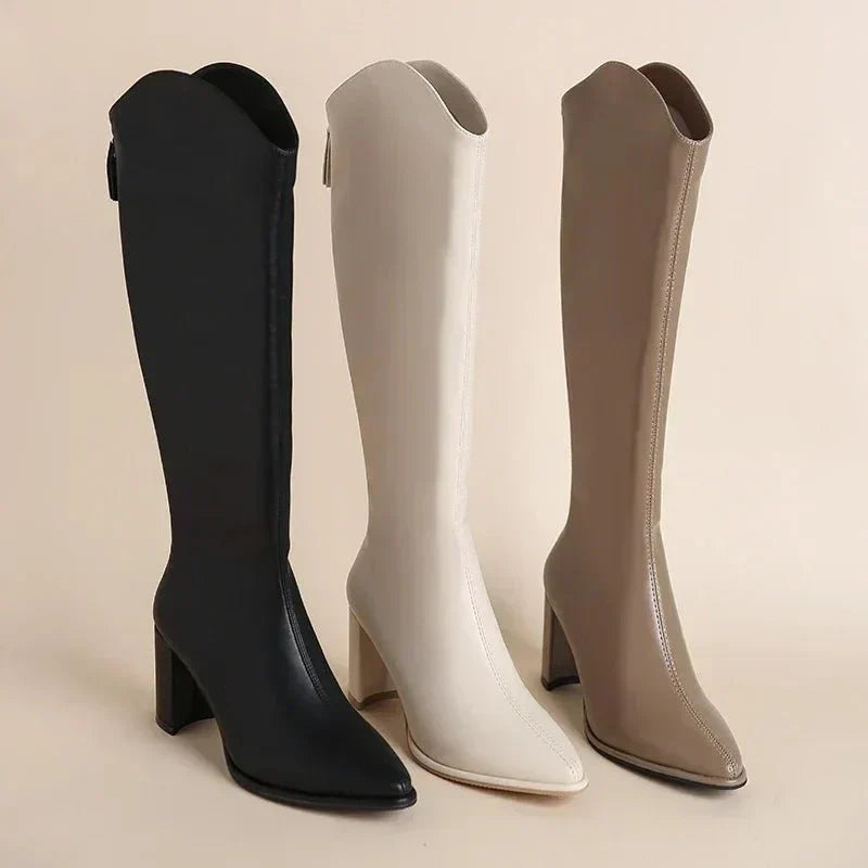 Verona kniehoge Stiefel für Frauen – Elegante, spitz zulaufende Stiefel