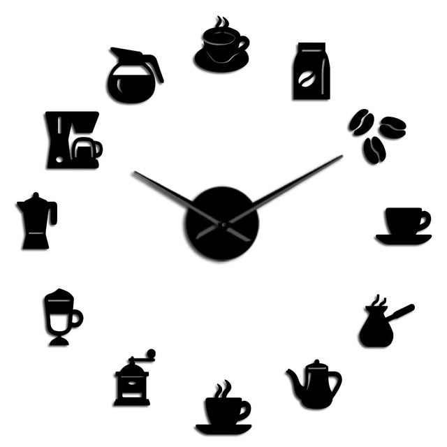 BrewTime Rammeløst DIY Wanduhr – Perfekt für Kaffeeliebhaber